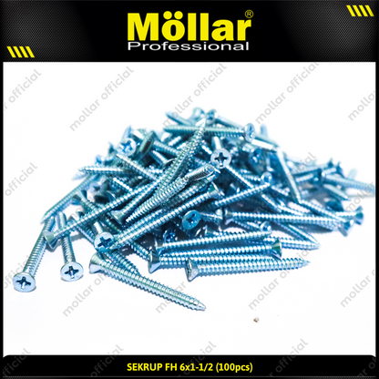 MOLLAR 93-050 Sekrup FH 6 x 1-1/2 - 100 pcs