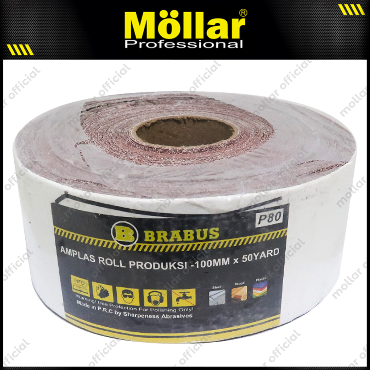 BRABUS No. 80 Amplas Roll 45 Meter Kain Abrasive Cloth Kayu Tembok