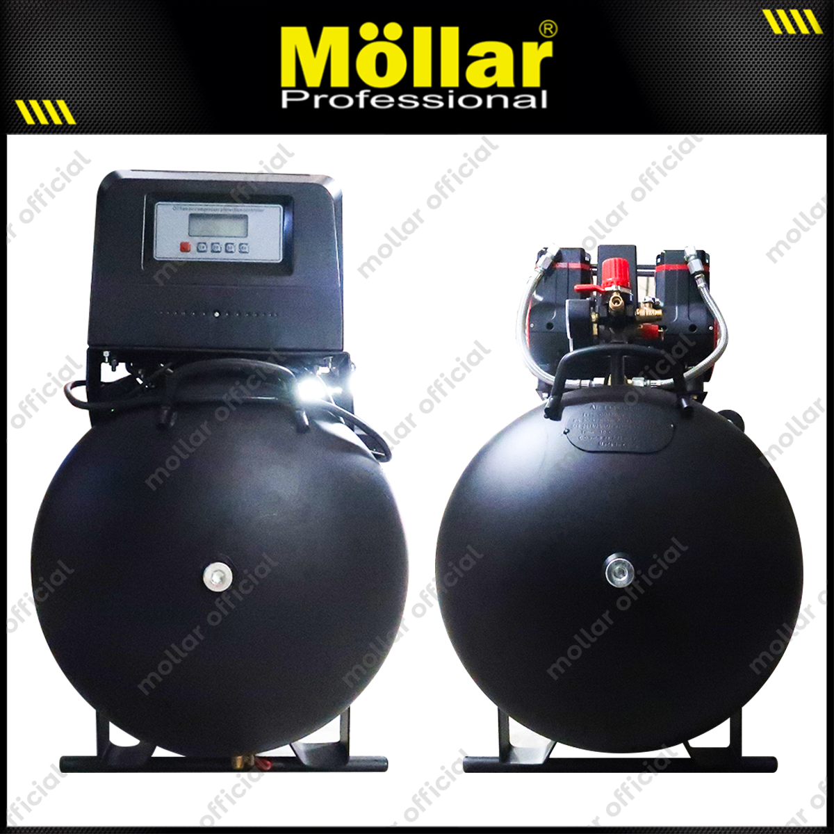 MOLLAR MLR-AC15150H4BP-R Mesin Kompresor Angin Oilless 4x1 HP 150 Liter Black Panther