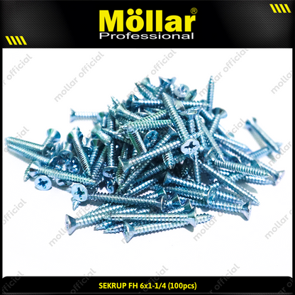 MOLLAR 93-049 Sekrup FH 6 x 1-1/4 - 100 pcs