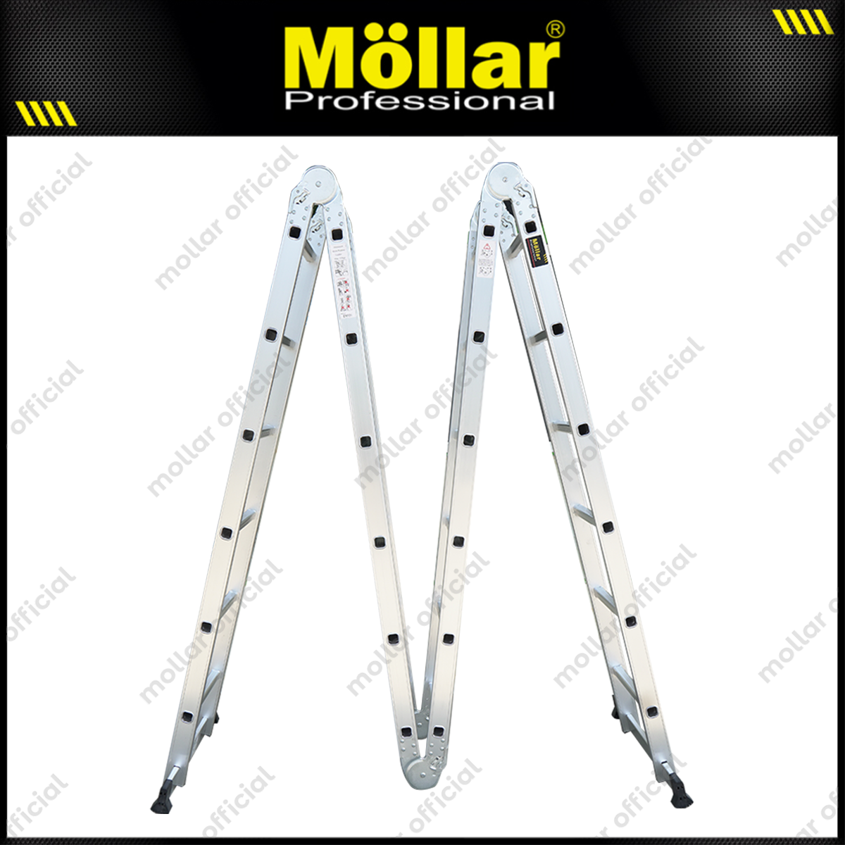 MOLLAR Tangga Lipat Almunium 4x6 7 meter 2 Roda