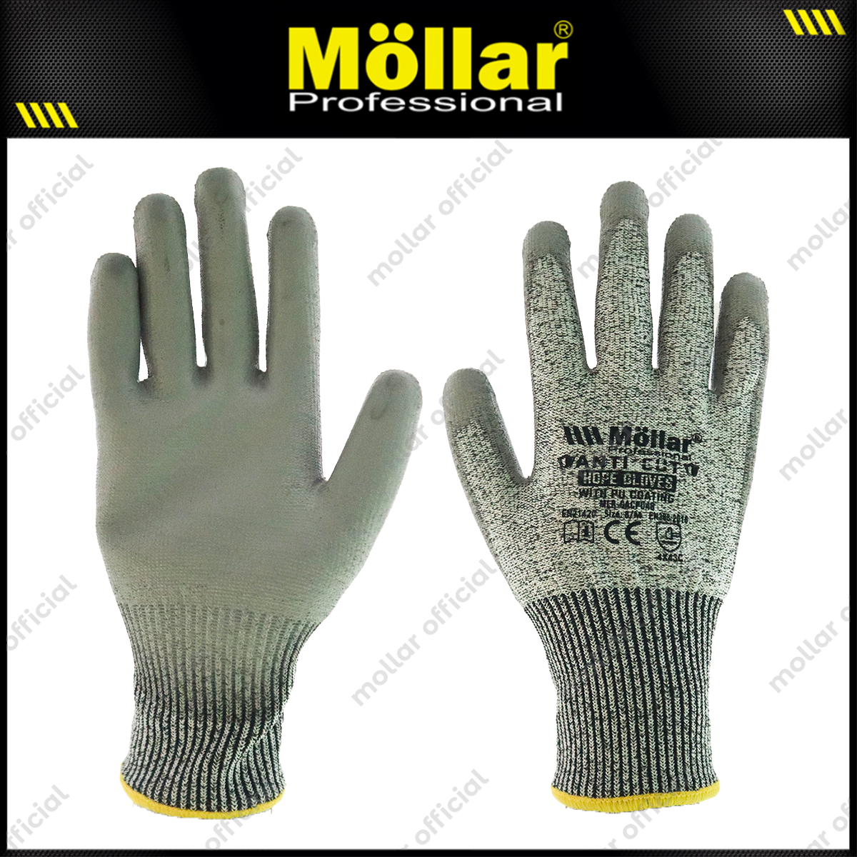 MOLLAR GACPU46 Sarung Tangan Safety Anti Potong HDPE-PU (8/M)