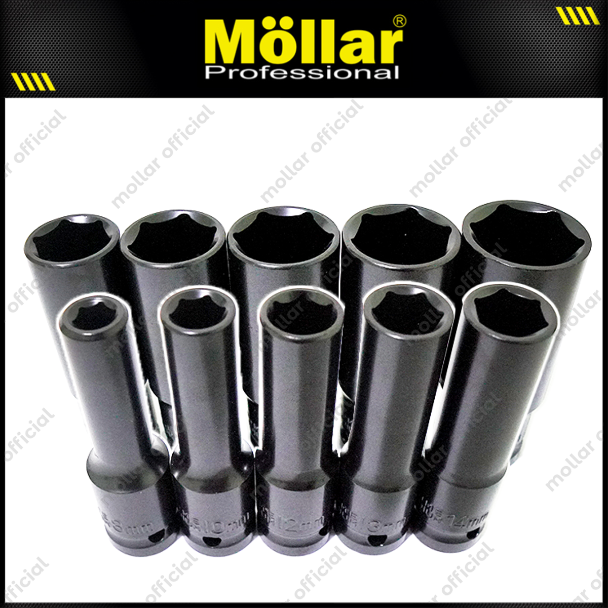 MOLLAR B13659 Mata Sok Panjang Deep Impact 1/2" Set 10 pcs 8-24 mm