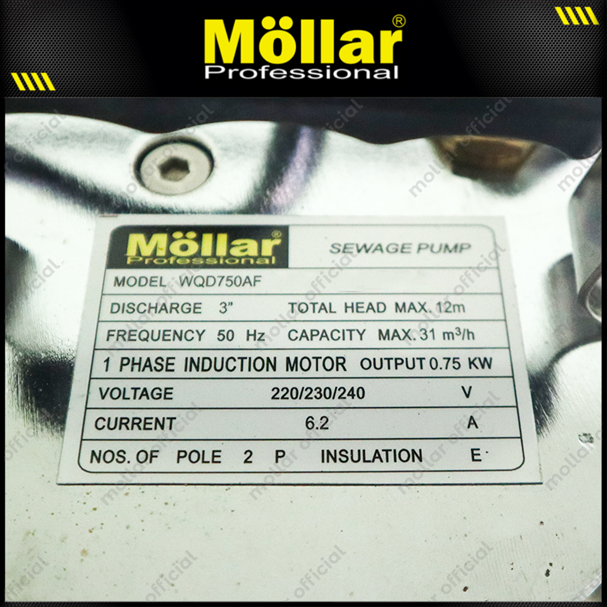 MOLLAR WQD750AF Pompa Celup Air Kotor 3" 750 Watt Otomatis