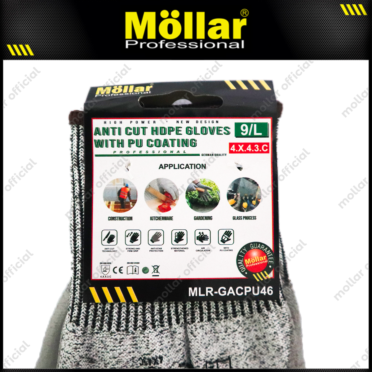 MOLLAR GACPU46 Sarung Tangan Safety Anti Potong HDPE-PU (9/L)