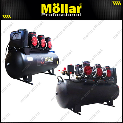 MOLLAR MLR-AC15100H3BP-R Mesin Kompresor Angin Oilless 3x1 HP 100 Liter Black Panther