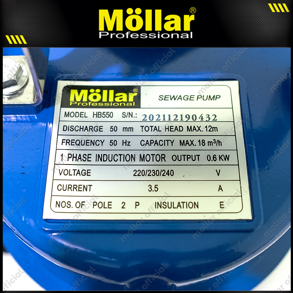 MOLLAR HB550 Pompa Celup Air Kotor 2" 600 Watt