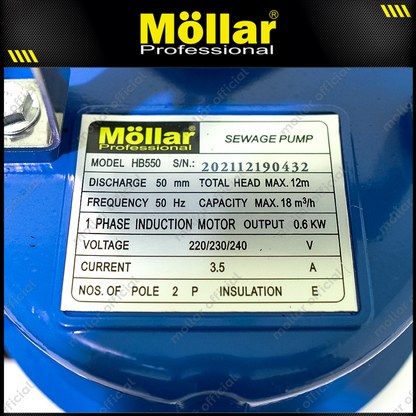 MOLLAR HB550 Pompa Celup Air Kotor 2" 600 Watt