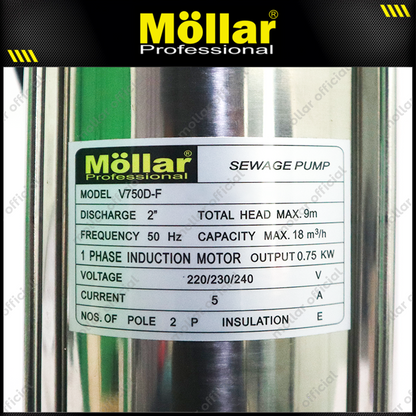 MOLLAR V750DF Pompa Celup Air Kotor 2" 750 Watt Otomatis + Cutter