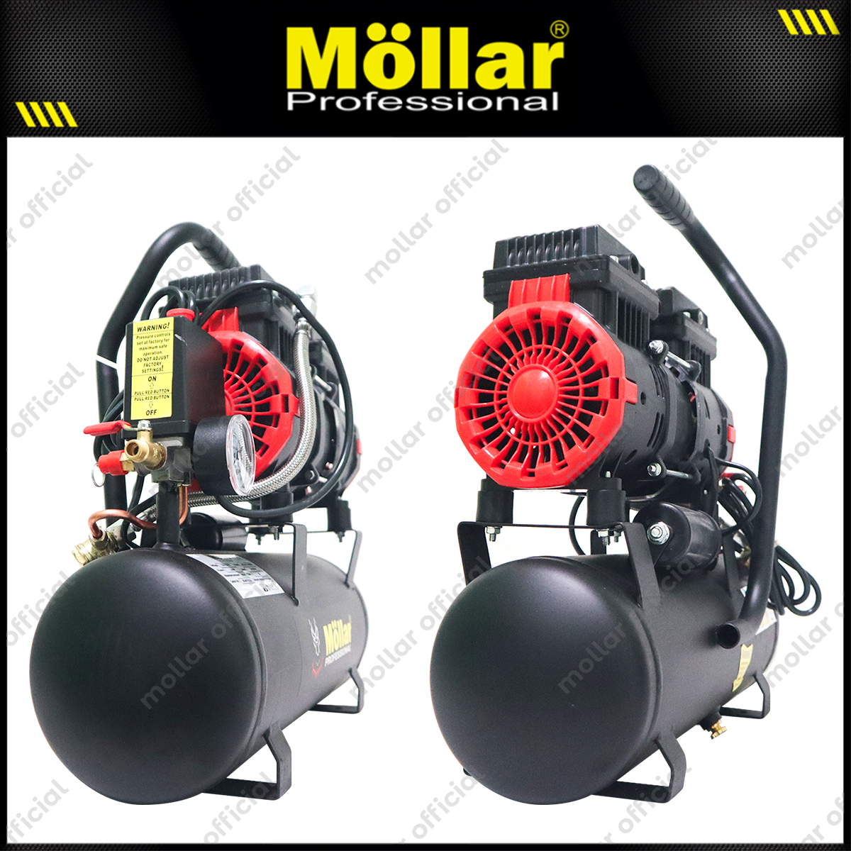 MOLLAR MLR-AC-1008BP Mesin Kompresor Angin Oilless 3/4 HP 8 Liter Black Panther