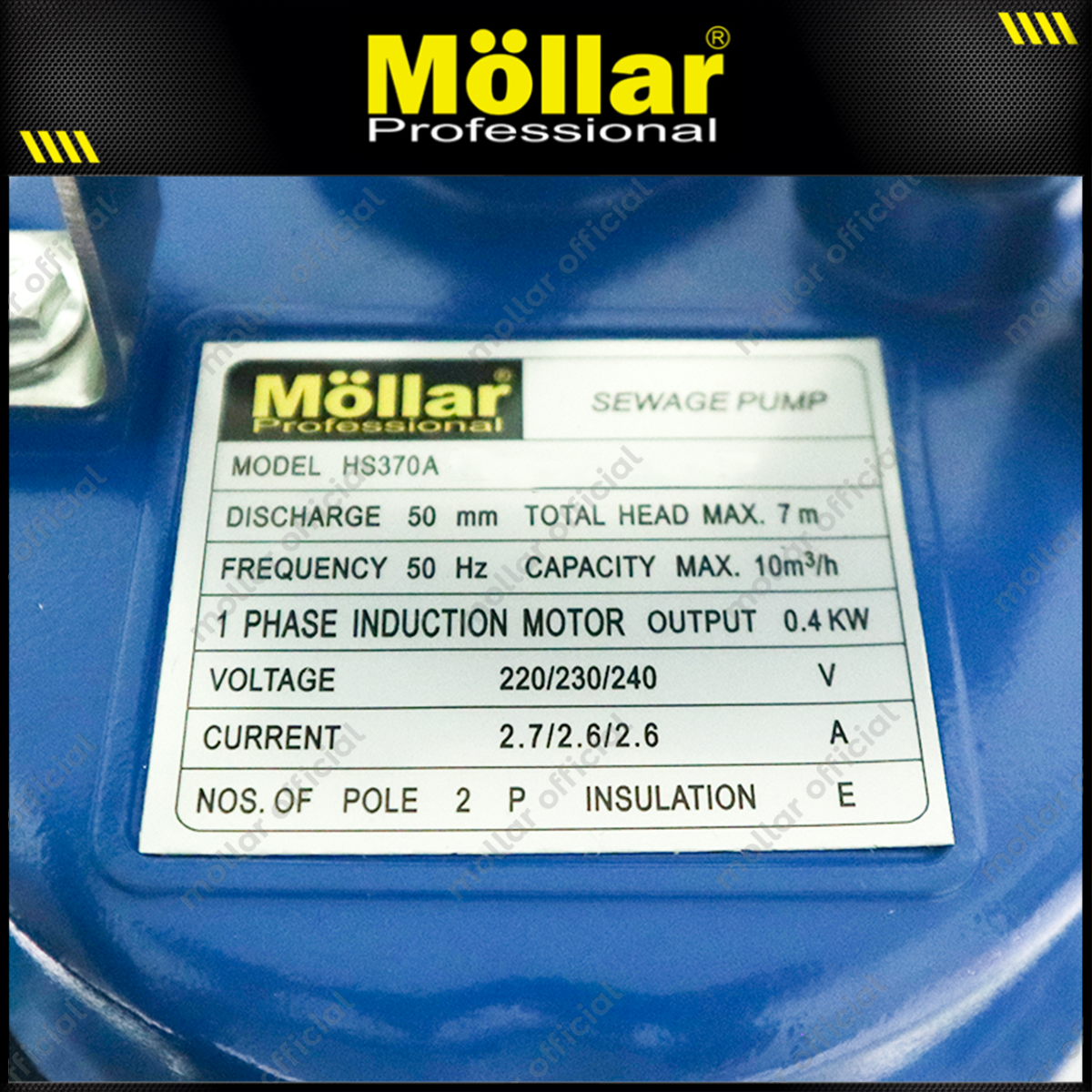 MOLLAR HS370A Pompa Celup Air Kotor 2" 400 Watt Otomatis