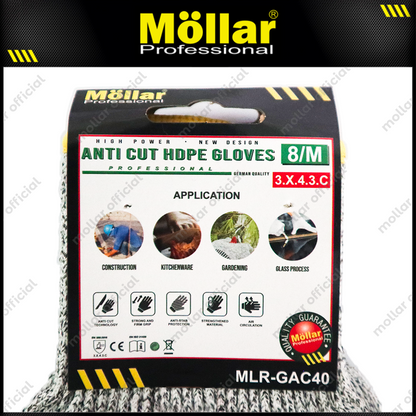 MOLLAR GAC40 Sarung Tangan Safety Anti Potong HDPE (8/M)