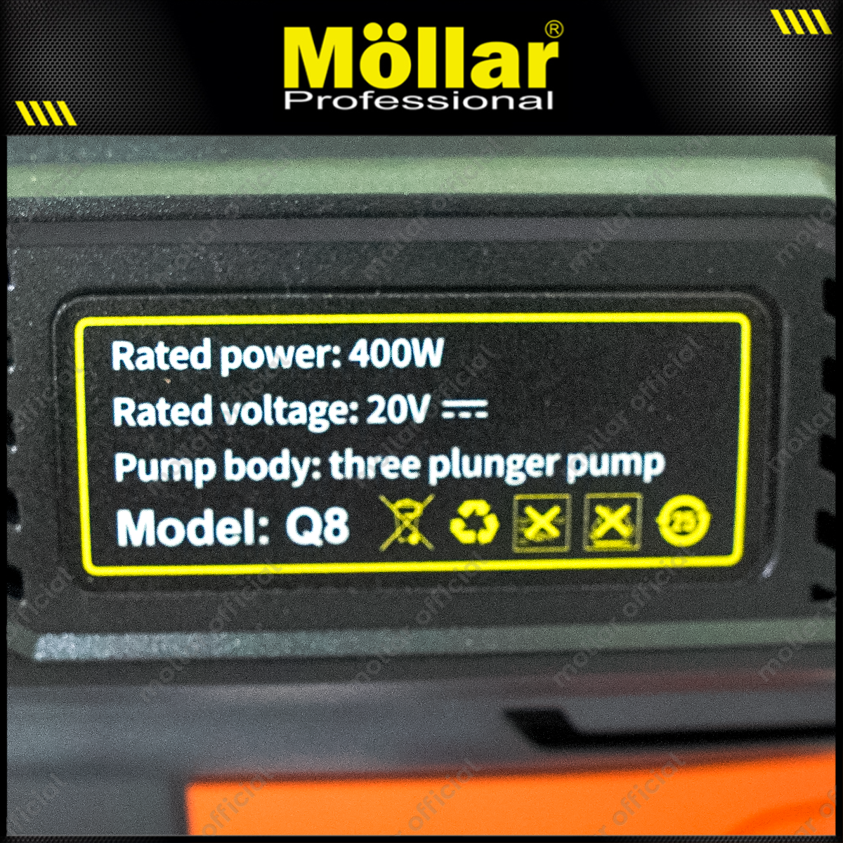 MOLLAR Q8 CD-HPW20501 Mesin Jet Cleaner Cordless Baterai 20V