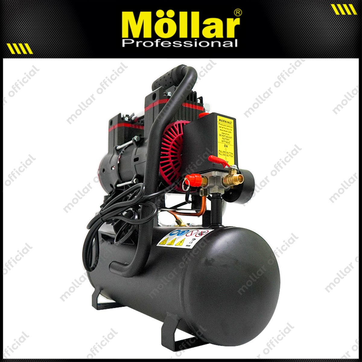 MOLLAR MLR-AC-1510BP Mesin Kompresor Angin Oilless 1 HP 10 Liter Black Panther