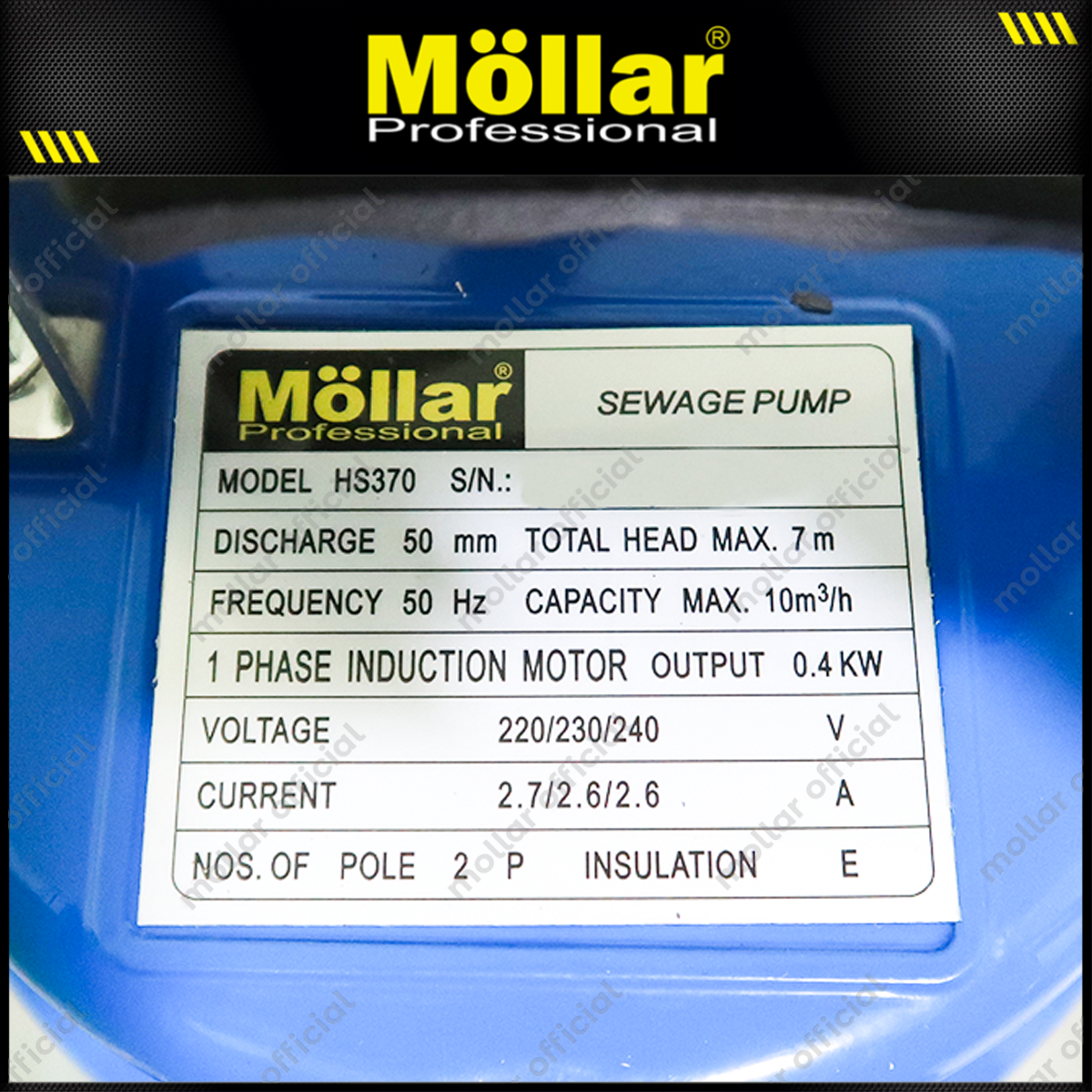 MOLLAR HS370 Pompa Celup Air Kotor 2" 400 Watt