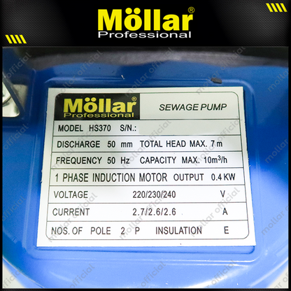 MOLLAR HS370 Pompa Celup Air Kotor 2" 400 Watt