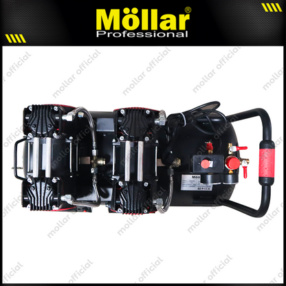 MOLLAR MLR-AC1550H2BP-R Mesin Kompresor Angin Oilless 2x1 HP 50 Liter Black Panther
