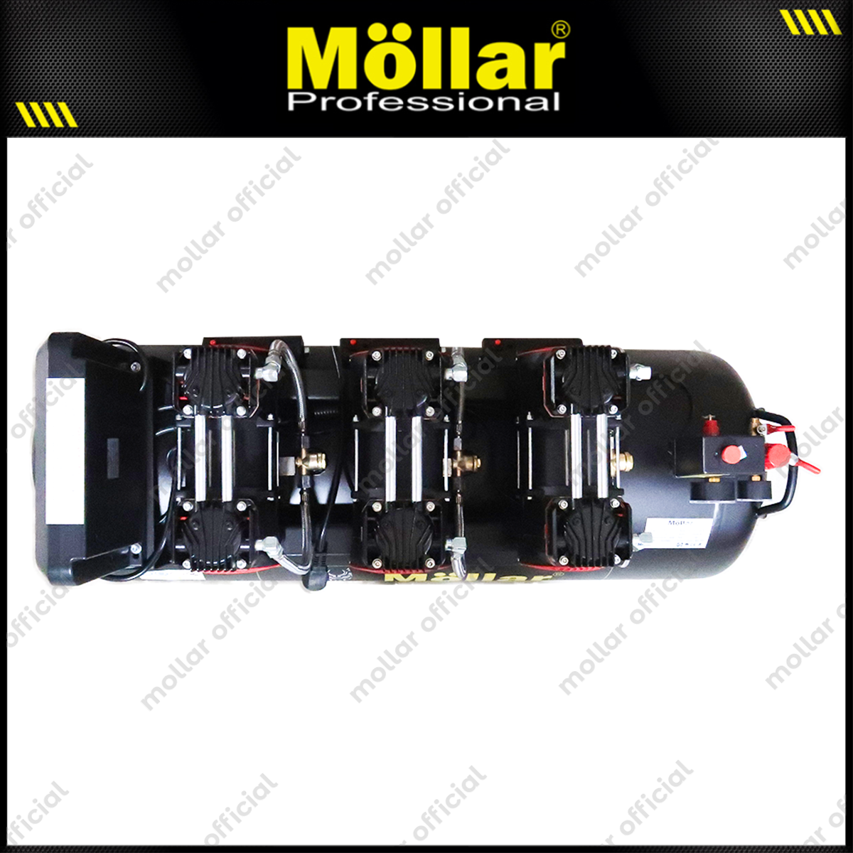MOLLAR MLR-AC15100H3BP-R Mesin Kompresor Angin Oilless 3x1 HP 100 Liter Black Panther