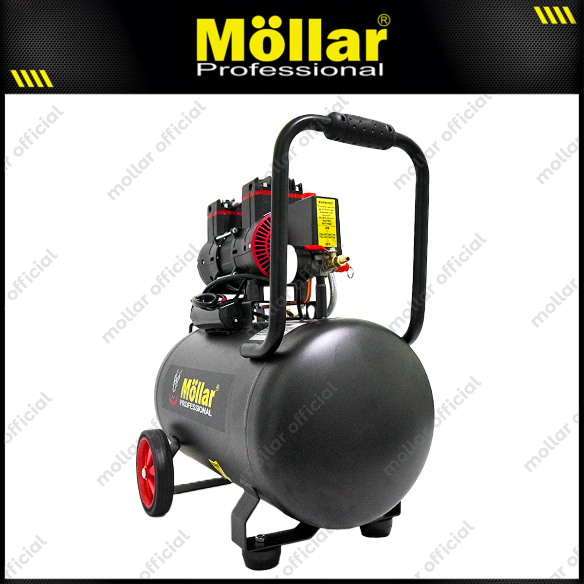 MOLLAR MLR-AC-1535BP Mesin Kompresor Angin Oilless 1 HP 35 Liter Black Panther
