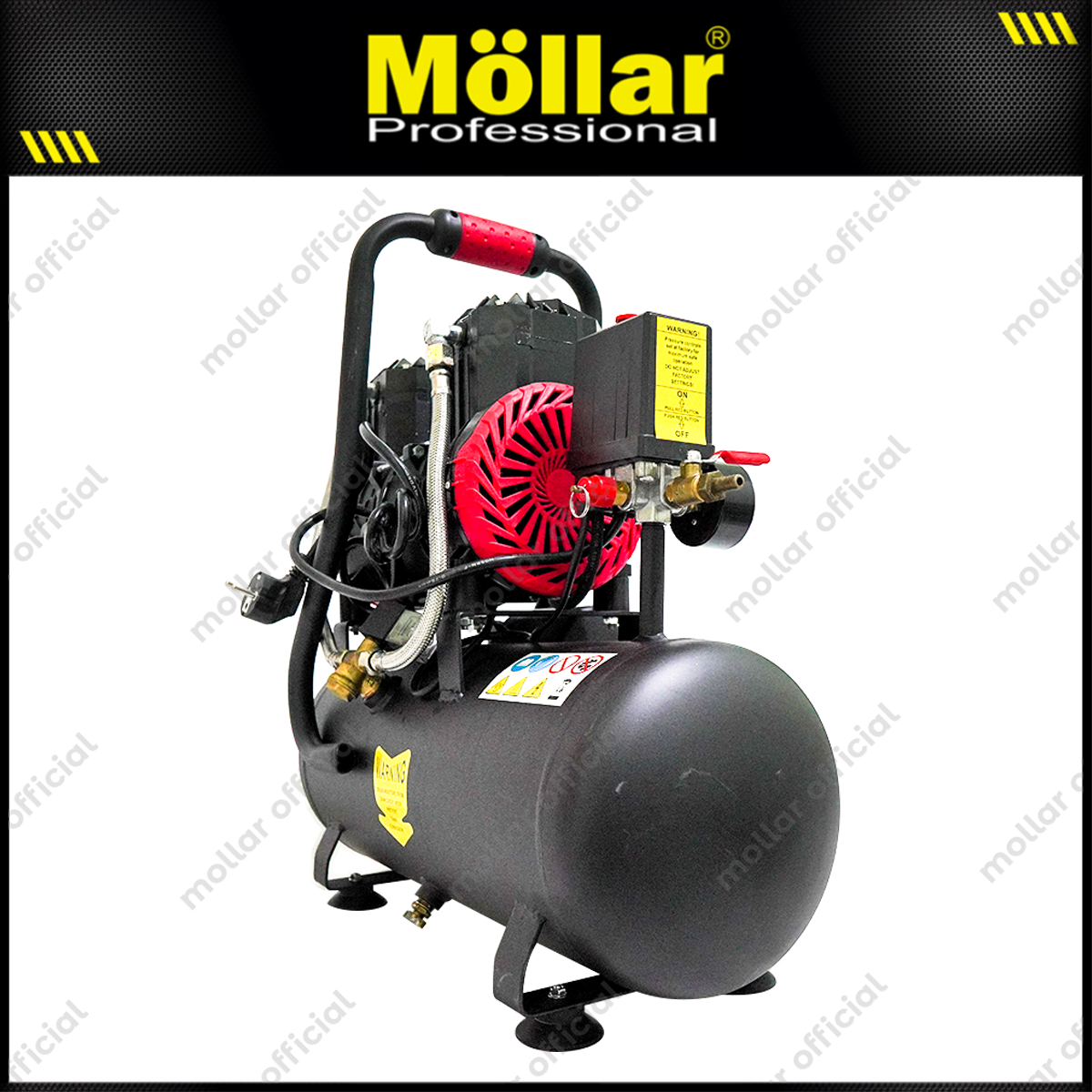 MOLLAR MLR-AC-1515BP Mesin Kompresor Angin Oilless 1 HP 15 Liter Black Panther