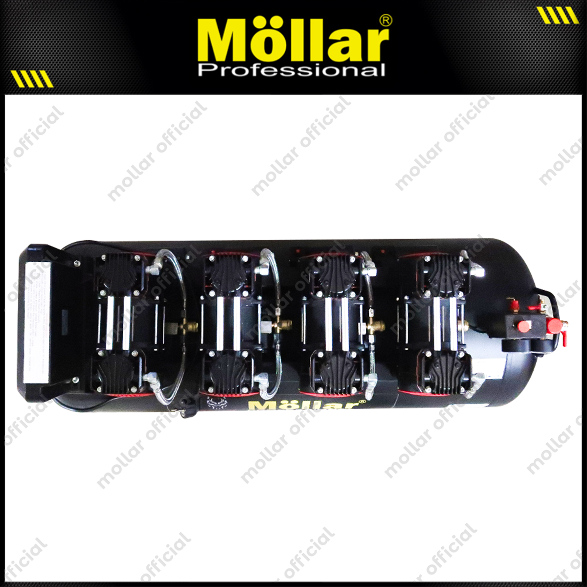 MOLLAR MLR-AC15150H4BP-R Mesin Kompresor Angin Oilless 4x1 HP 150 Liter Black Panther