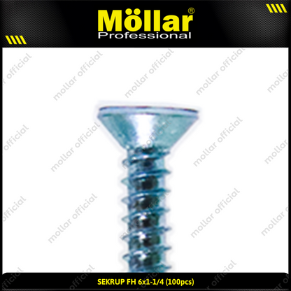 MOLLAR 93-049 Sekrup FH 6 x 1-1/4 - 100 pcs