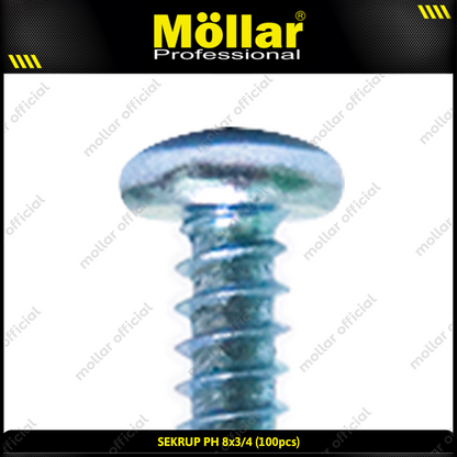 MOLLAR 93-031 Sekrup PH 8 x 3/4 - 100 pcs