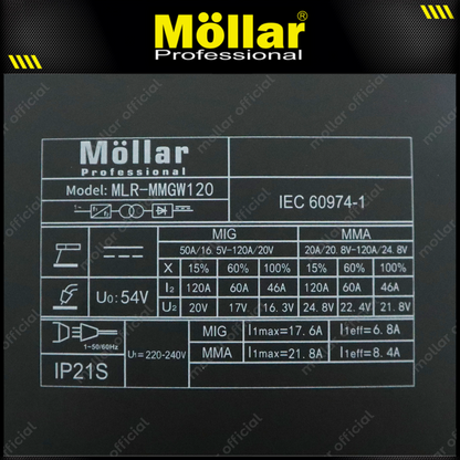 MOLLAR MIG/MMA 120A Mesin Las Inverter