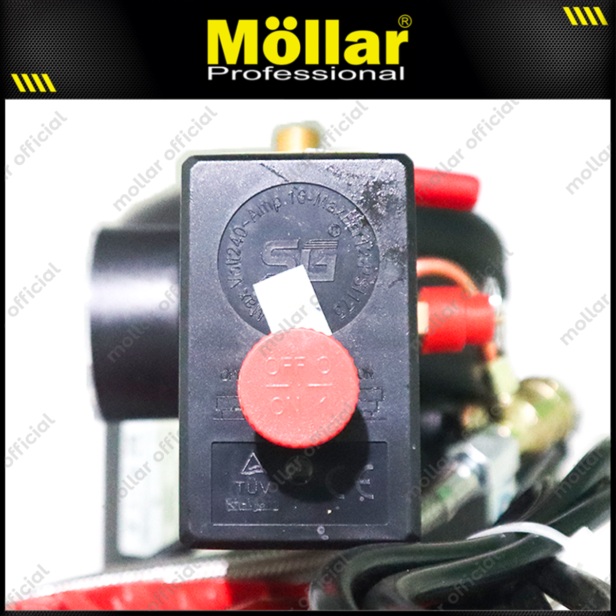 MOLLAR MLR-AC-1008BP Mesin Kompresor Angin Oilless 3/4 HP 8 Liter Black Panther