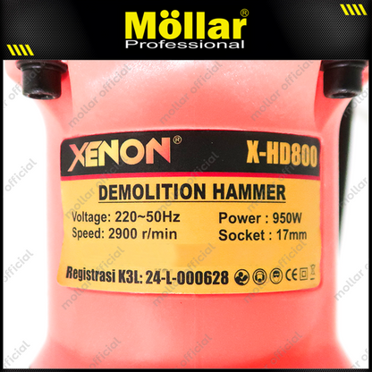 XENON X-HD800 Mesin Bor Jack Hammer Hexagon 950 Watt / Demolition Hammer