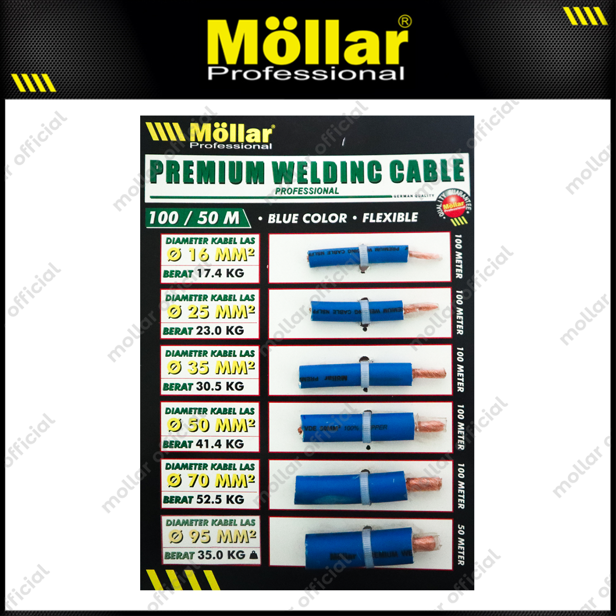 MOLLAR W04522 Kabel Las Tembaga Murni 95 mm - Per Meter