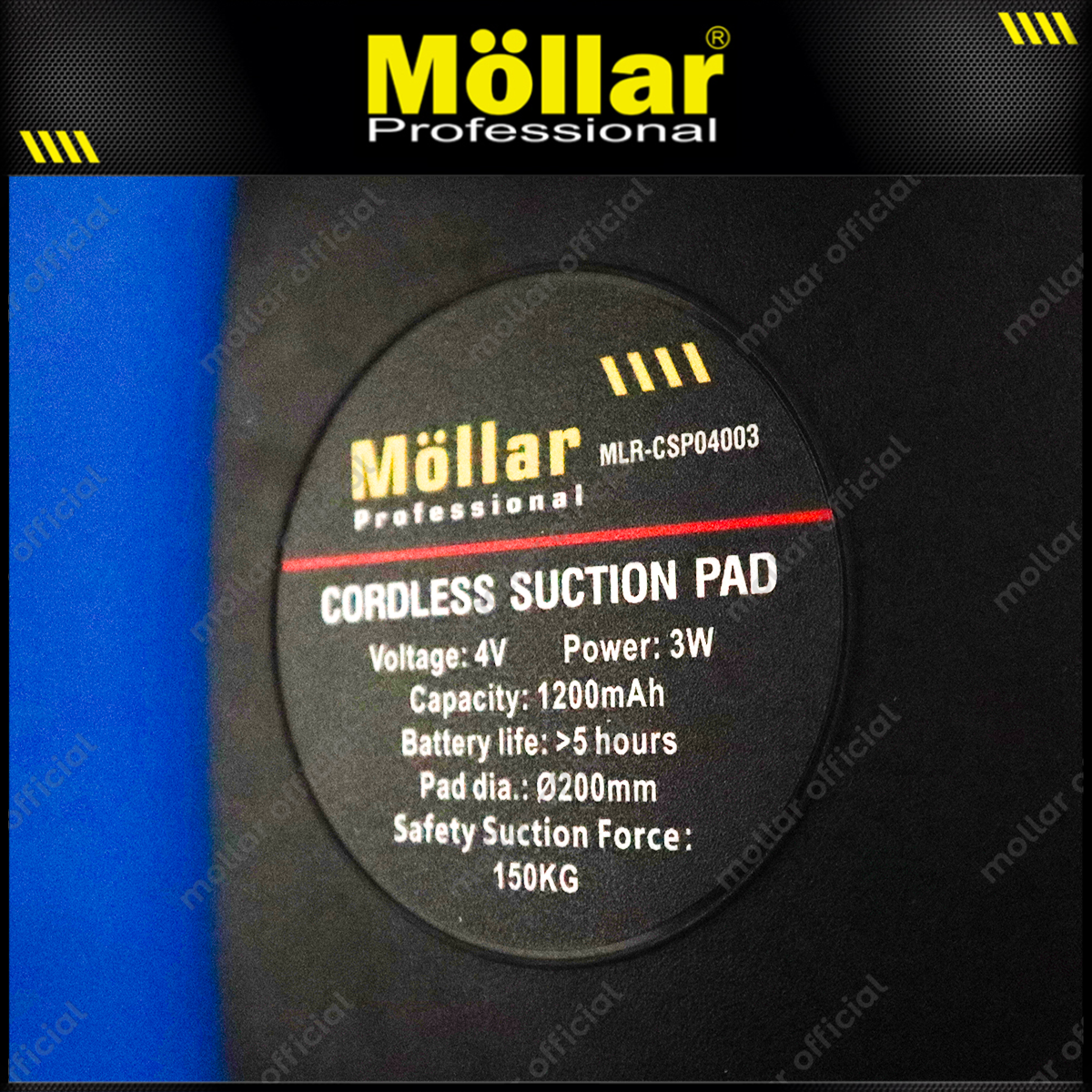 MOLLAR CSP04003 Mesin Kop Keramik 8" Baterai 4V / Cordless Suction Pad