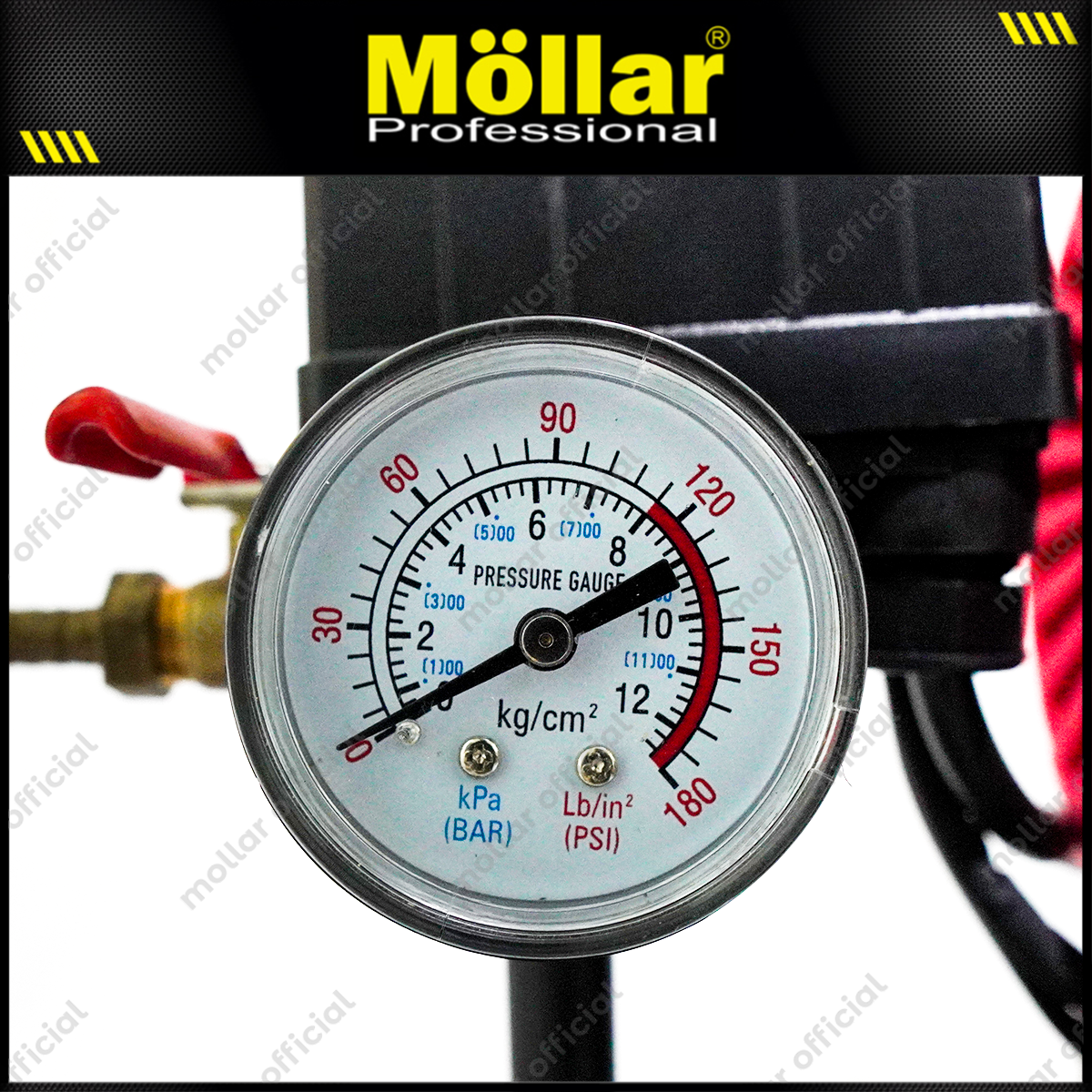 MOLLAR MLR-AC-1515BP Mesin Kompresor Angin Oilless 1 HP 15 Liter Black Panther