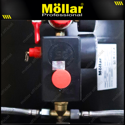 MOLLAR MLR-AC15150H4BP-R Mesin Kompresor Angin Oilless 4x1 HP 150 Liter Black Panther