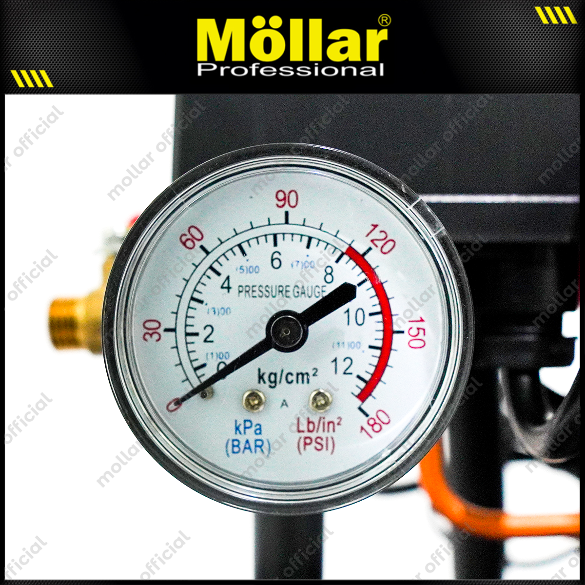 MOLLAR MLR-AC-1510BP Mesin Kompresor Angin Oilless 1 HP 10 Liter Black Panther