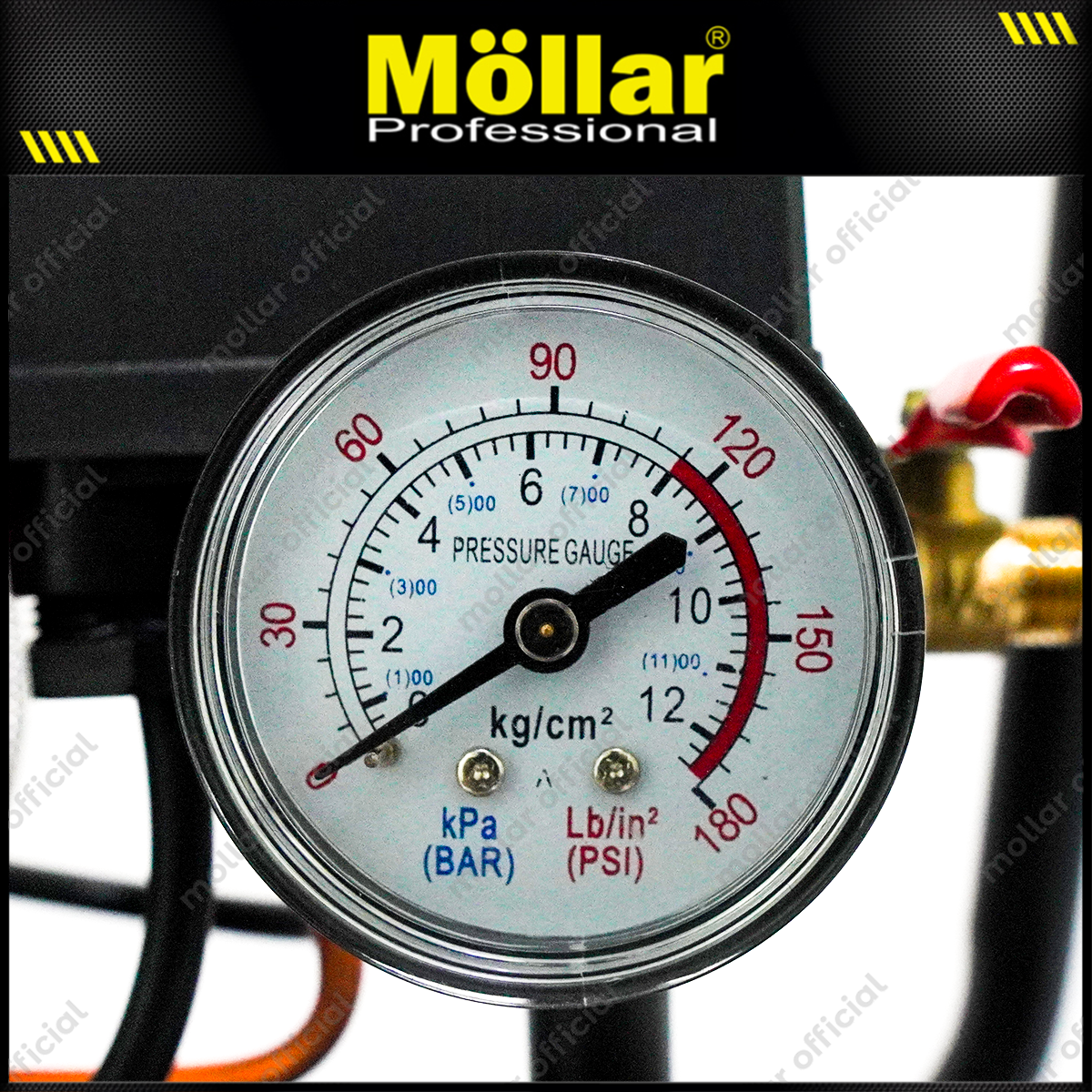 MOLLAR MLR-AC-1525BP Mesin Kompresor Angin Oilless 1 HP 25 Liter Black Panther