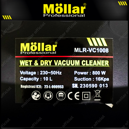 MOLLAR VC1008 Mesin Vacuum Cleaner Listrik 10 Liter