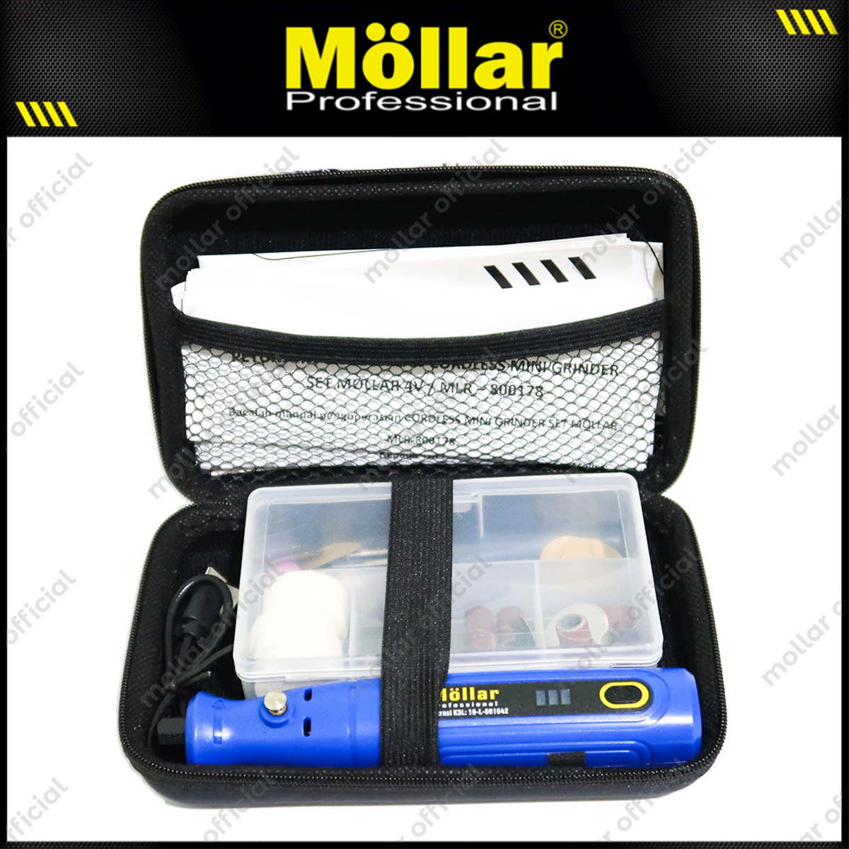 MOLLAR MLR-800178 Mesin Mini Grinder Baterai 4V Set 32 pcs