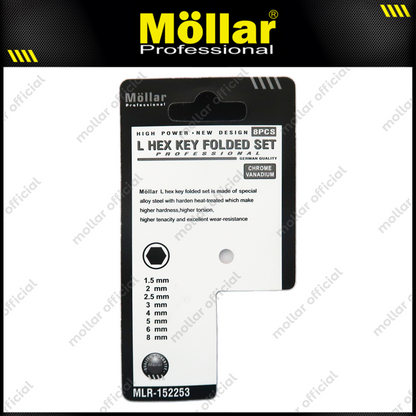 MOLLAR MLR-152253 Kunci L Set Lipat 8 Pcs 1.5-8 mm