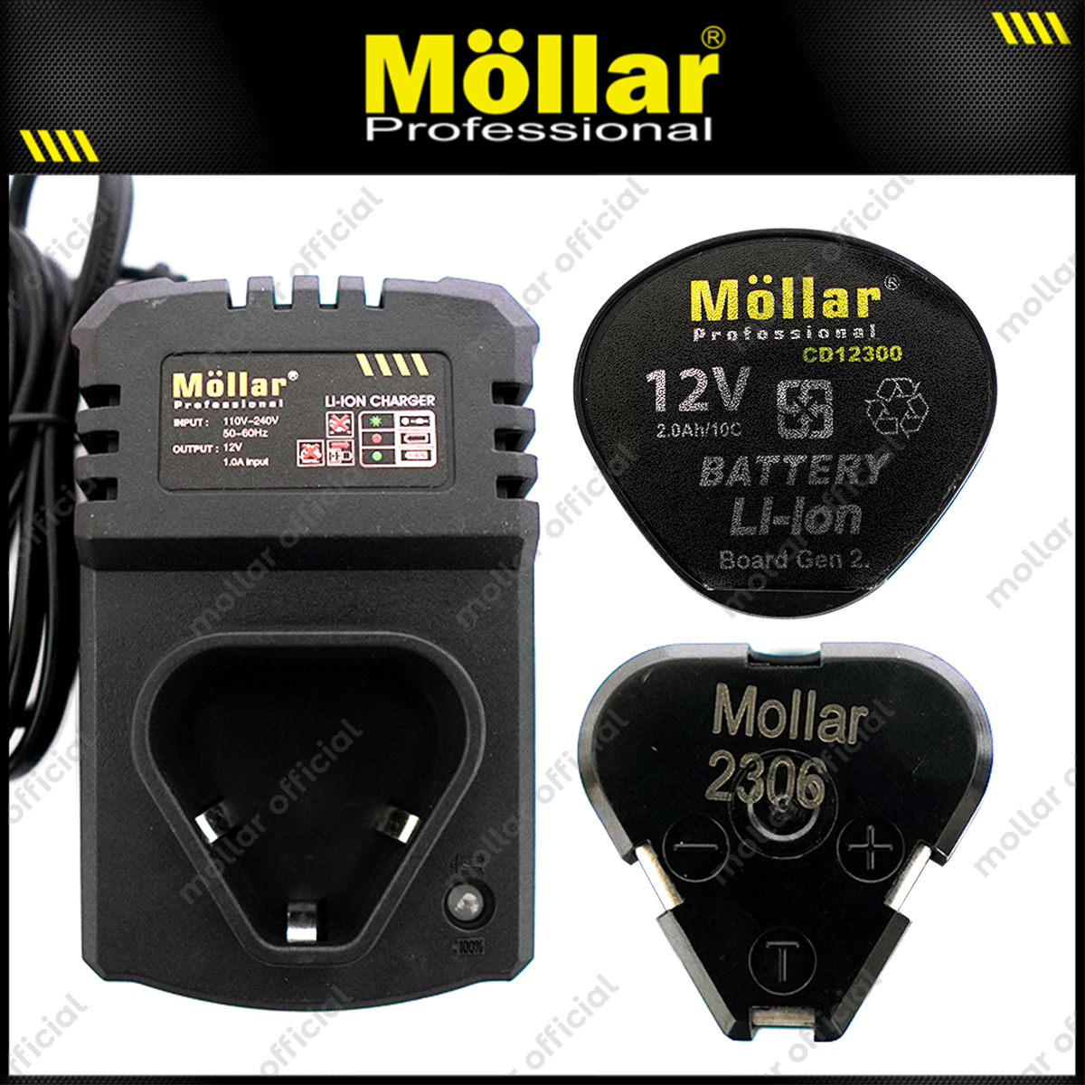 MOLLAR CD12300 Mesin Bor Baterai 12V Brushless / Cordless Drill