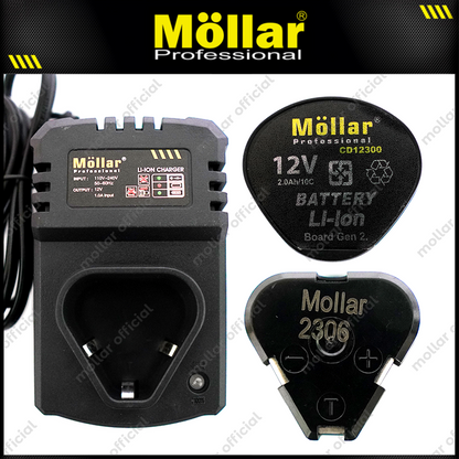 MOLLAR CD12300 Mesin Bor Baterai 12V Brushless / Cordless Drill