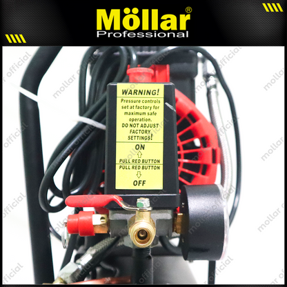 MOLLAR MLR-AC-1008BP Mesin Kompresor Angin Oilless 3/4 HP 8 Liter Black Panther