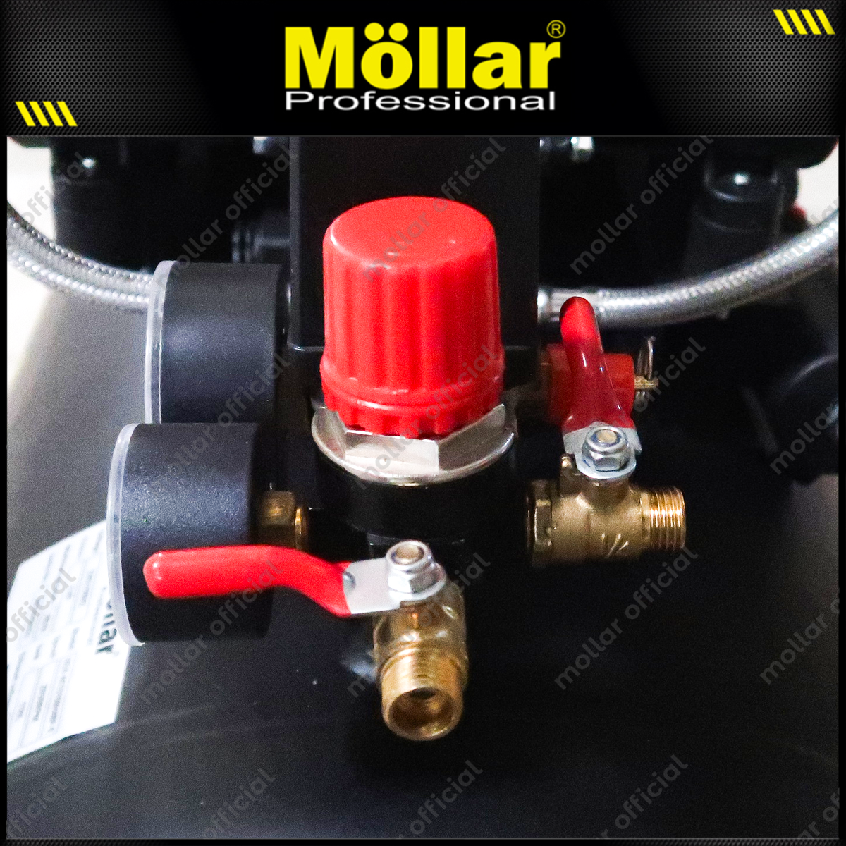 MOLLAR MLR-AC15150H4BP-R Mesin Kompresor Angin Oilless 4x1 HP 150 Liter Black Panther