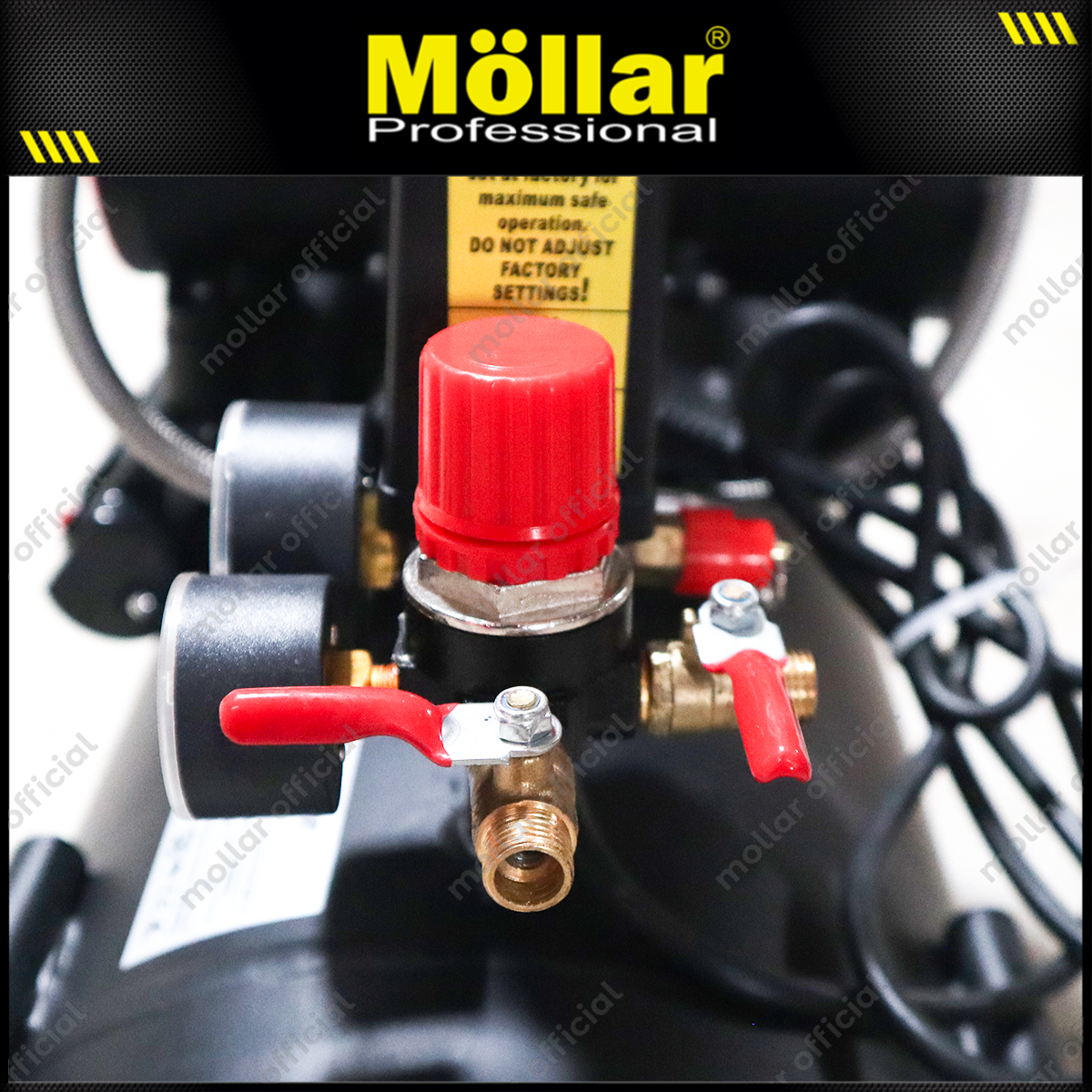 MOLLAR MLR-AC1550H2BP-R Mesin Kompresor Angin Oilless 2x1 HP 50 Liter Black Panther