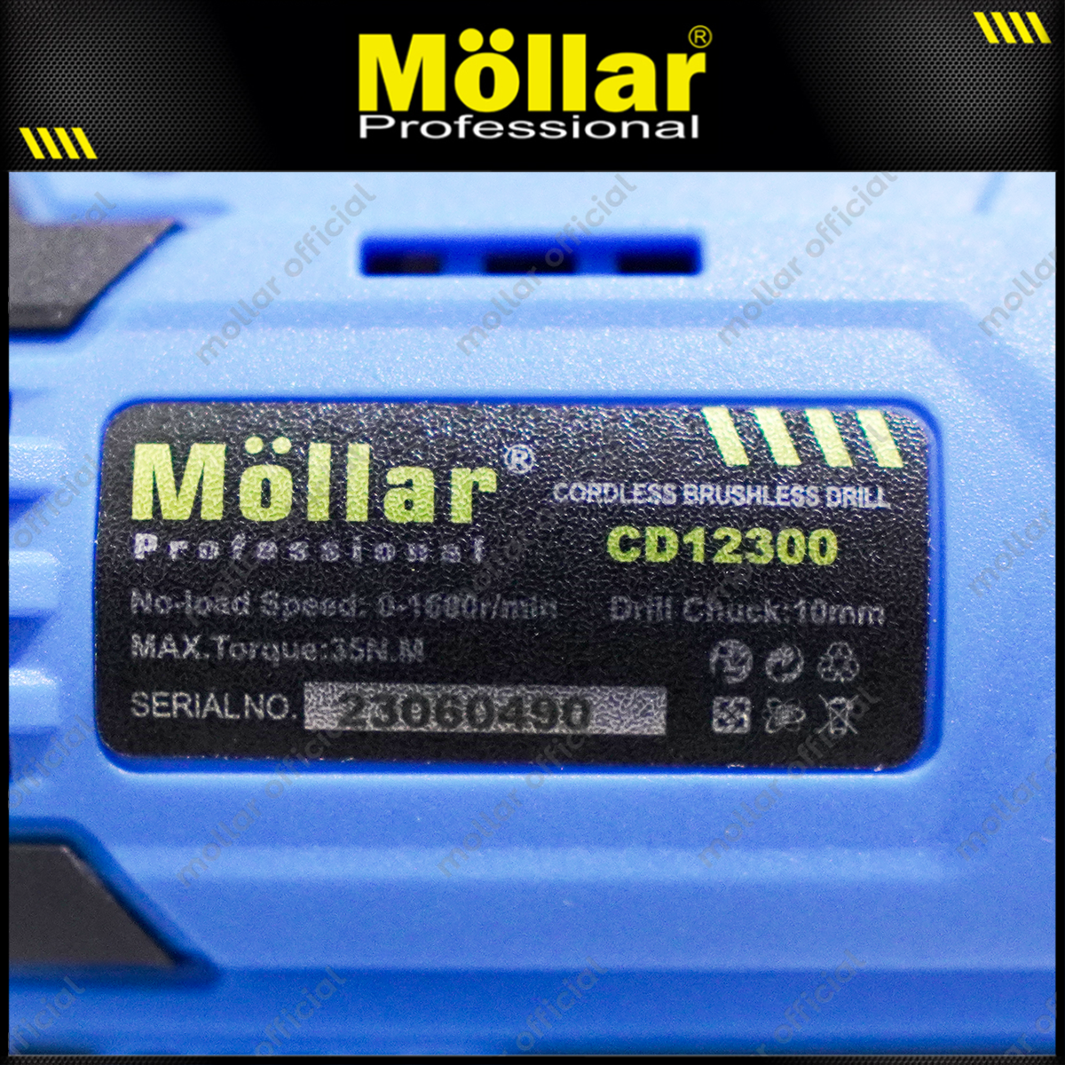 MOLLAR CD12300 Mesin Bor Baterai 12V Brushless / Cordless Drill