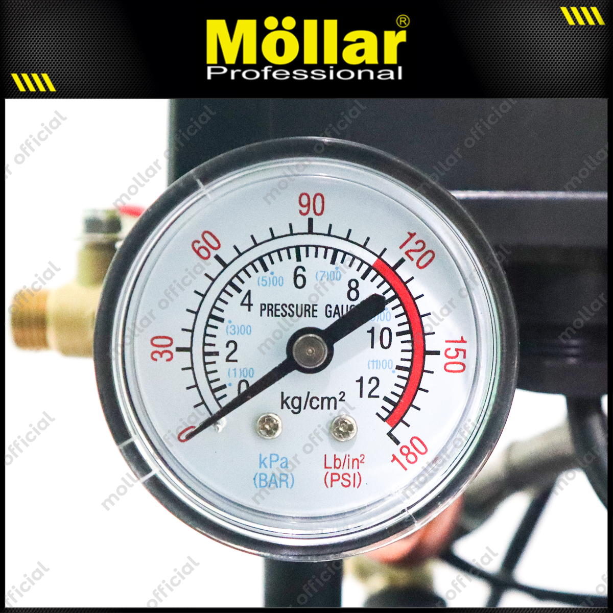 MOLLAR MLR-AC-1008BP Mesin Kompresor Angin Oilless 3/4 HP 8 Liter Black Panther