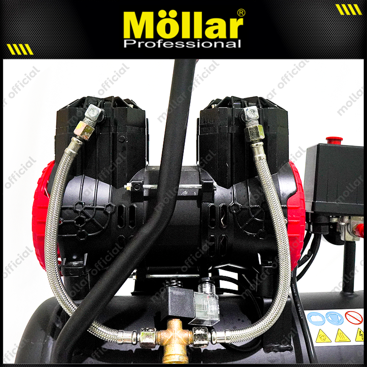 MOLLAR MLR-AC-1515BP Mesin Kompresor Angin Oilless 1 HP 15 Liter Black Panther