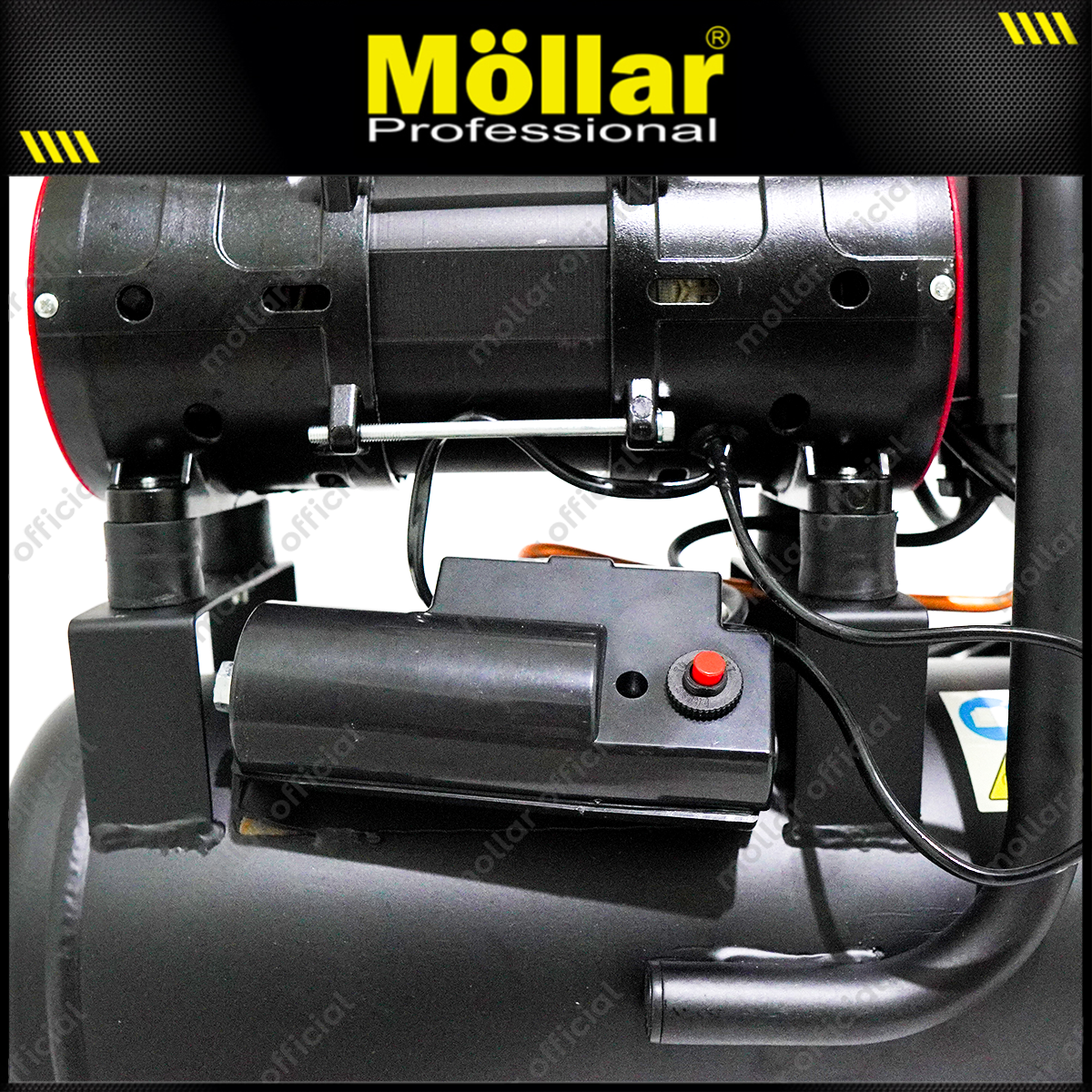 MOLLAR MLR-AC-1510BP Mesin Kompresor Angin Oilless 1 HP 10 Liter Black Panther