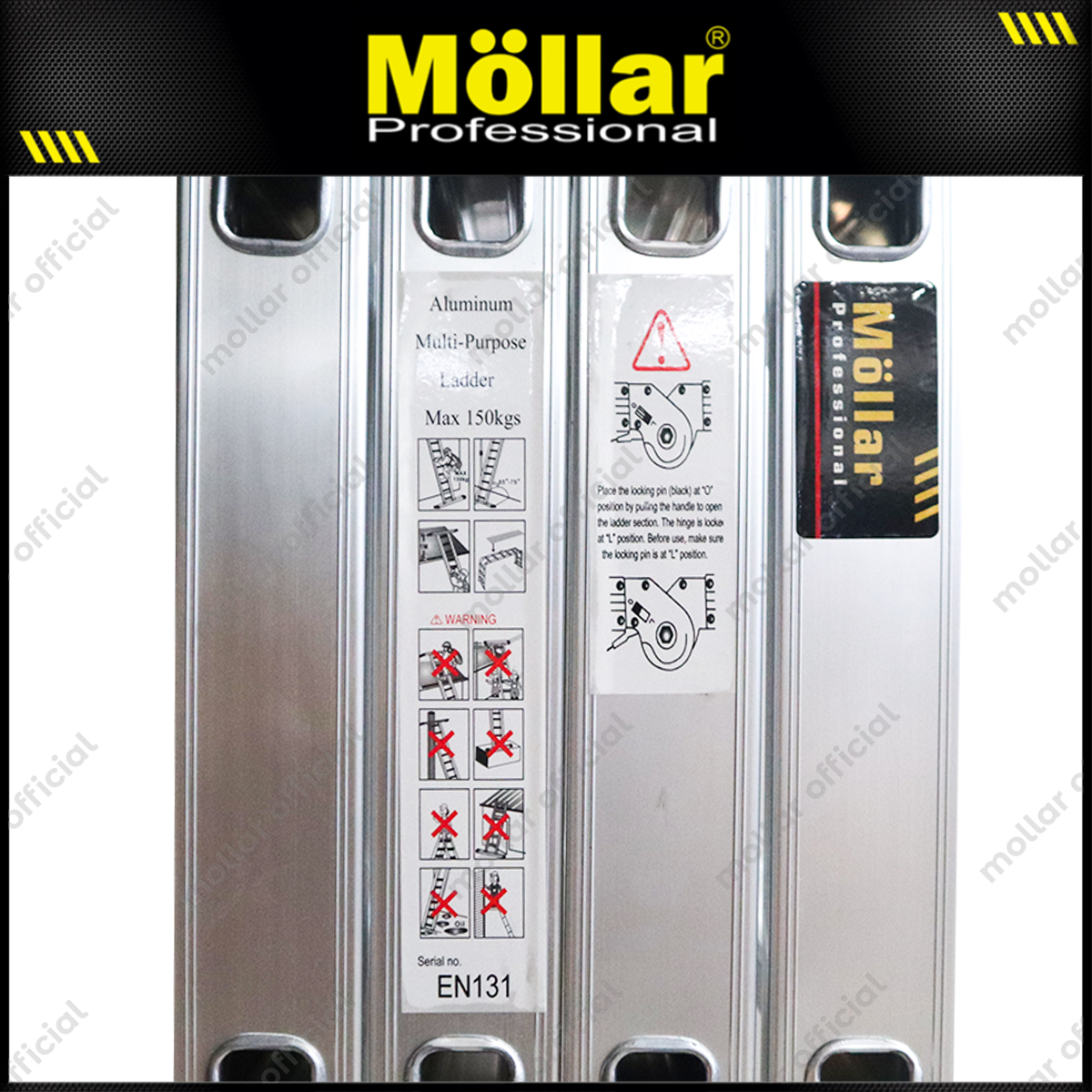 MOLLAR Tangga Lipat Almunium 4x4 4.6 meter 2 Roda