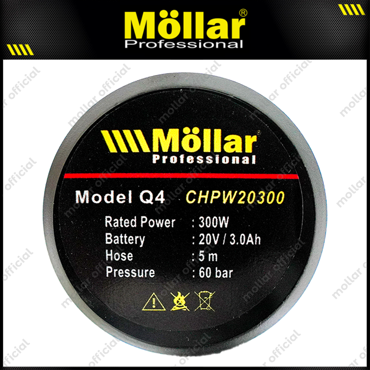 MOLLAR CD-HPW20300 Mesin Jet Cleaner Cordless Baterai 20V